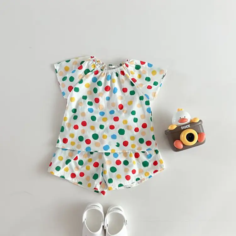Korean Style Baby Floral Colorful Polka Dot Suit - Image 6