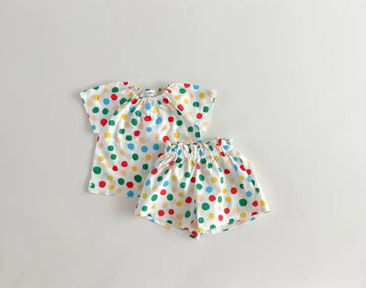 Korean Style Baby Floral Colorful Polka Dot Suit - Image 2