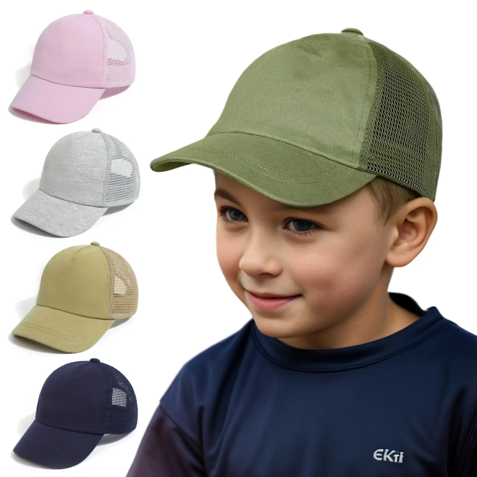 Children's Blue & White Mesh Baseball Caps Summer