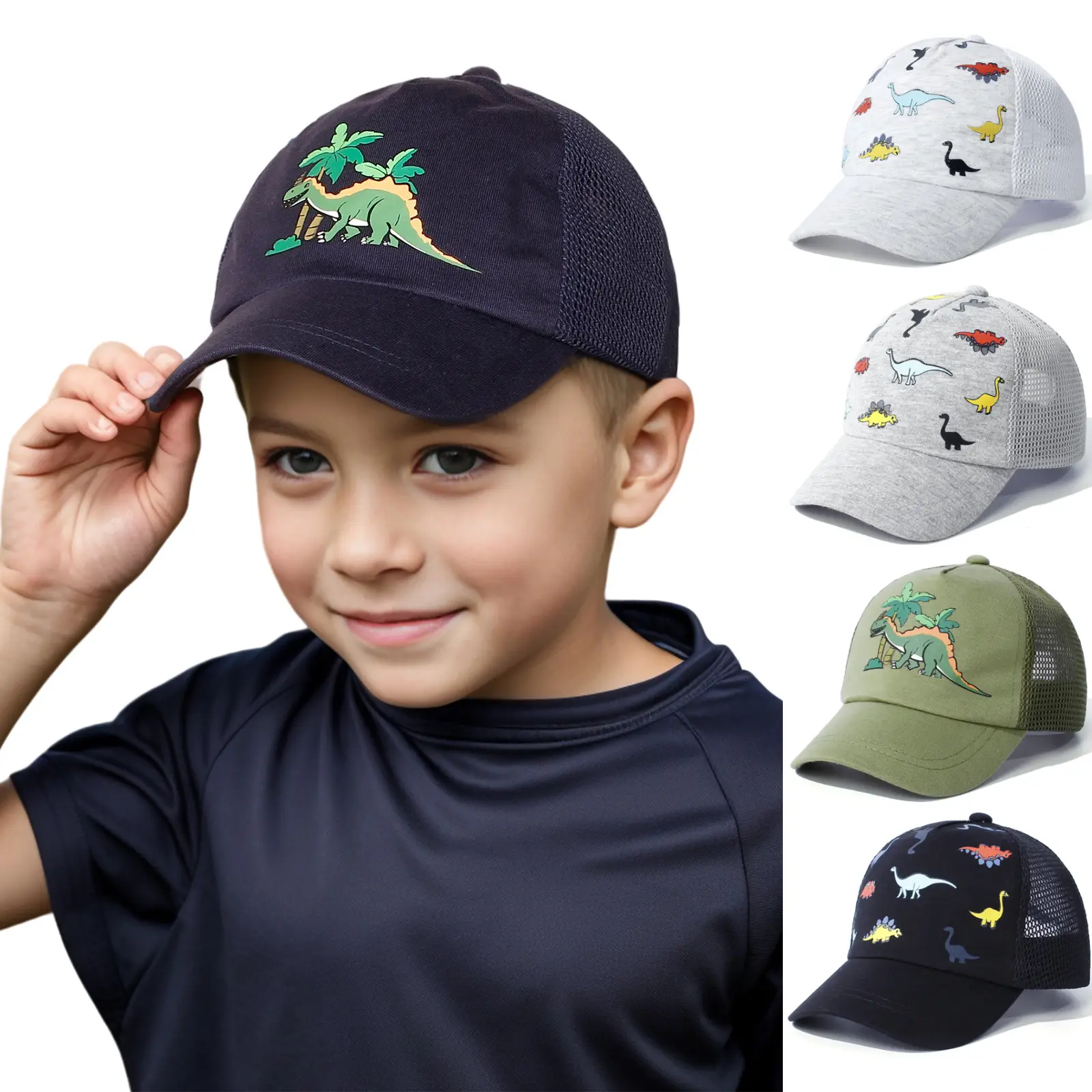 Children's Blue & White Mesh Baseball Caps Summer