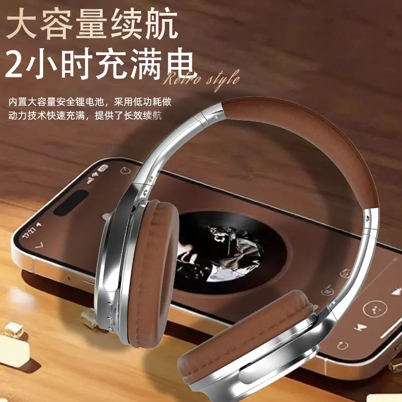 Cross-Border Factory Direct Sales Vj901 Retro Over-Ear Bluetooth Headphones 6.0 Stereo with Ultra-Long Battery Life and Support for Tf Card