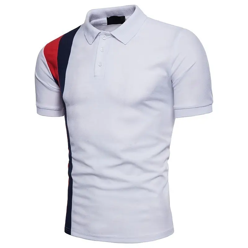 Men's Black Contrast Polo Shirt with Red White Stripes — feature 4