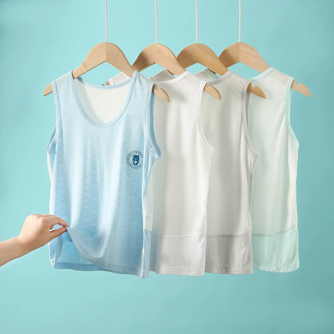 Children's Light Blue Sleeveless Vest with Bear Print - Image 6