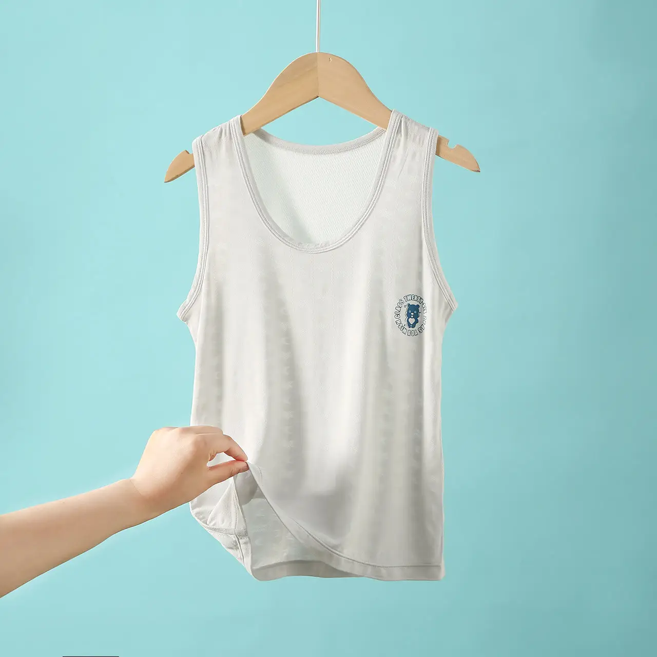 Children's Light Blue Sleeveless Vest with Bear Print - Image 2