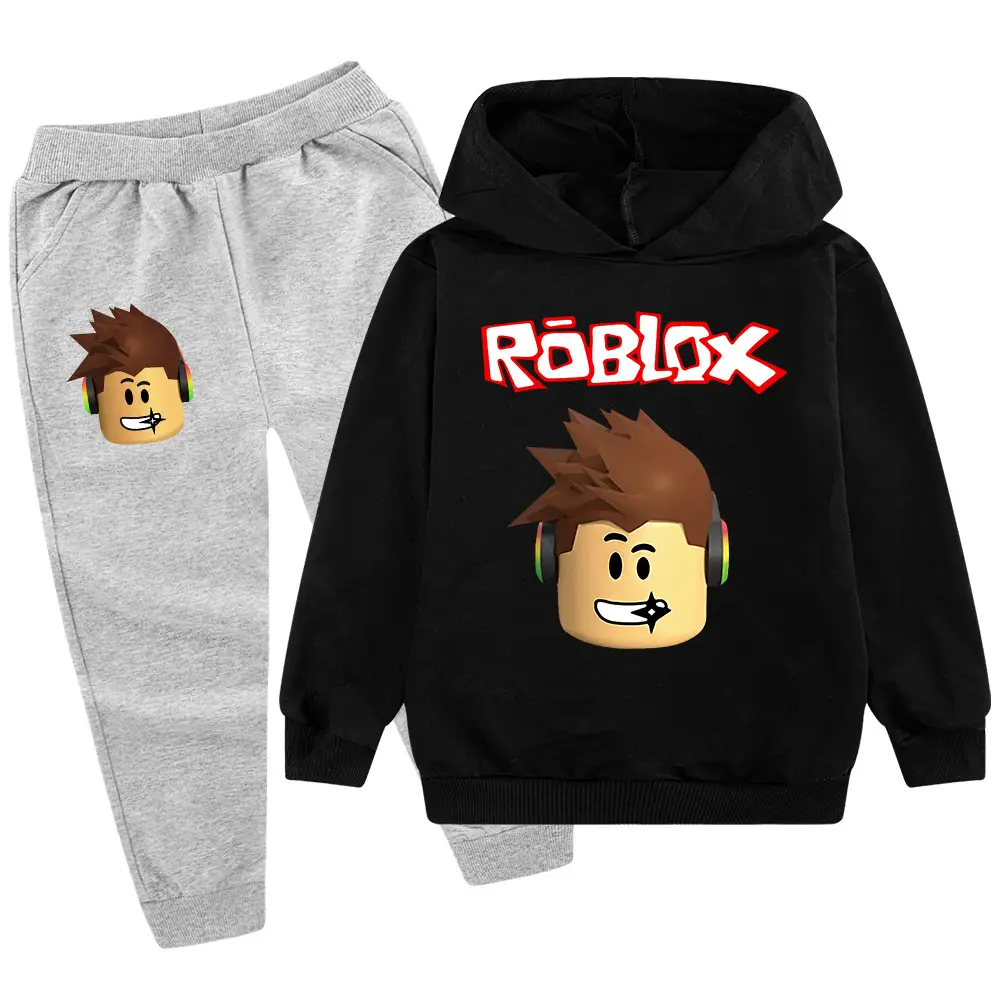 Roblox Kids Hoodie Pants Set Blue Black Cartoon Print — feature 16