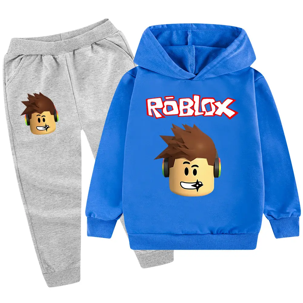Roblox Kids Hoodie Pants Set Blue Black Cartoon Print — feature 17
