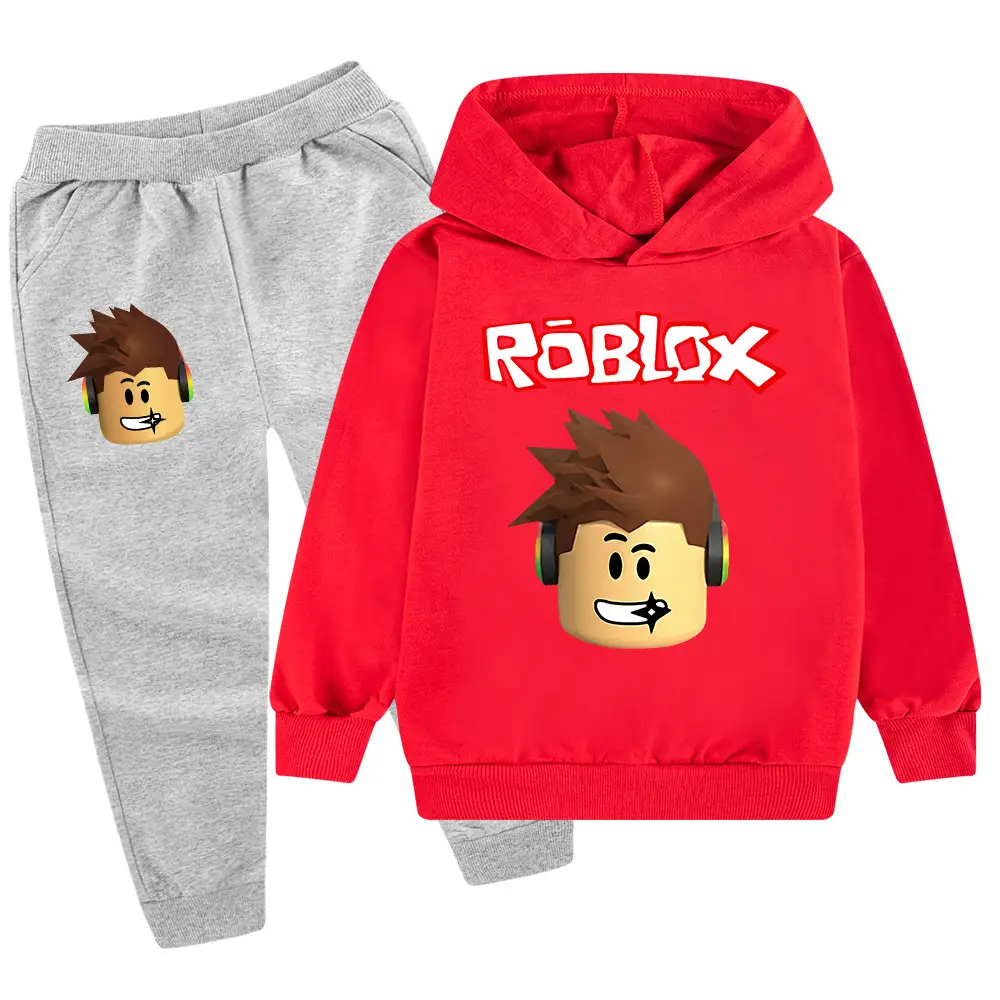 Roblox Kids Hoodie Pants Set Blue Black Cartoon Print — feature 18