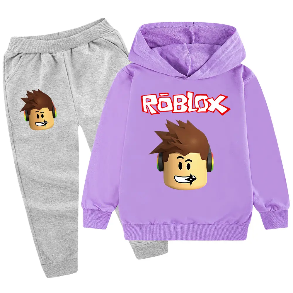 Roblox Kids Hoodie Pants Set Blue Black Cartoon Print — feature 21