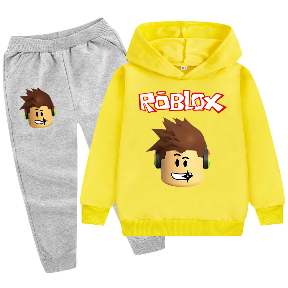 Roblox Kids Hoodie Pants Set Blue Black Cartoon Print — feature 22