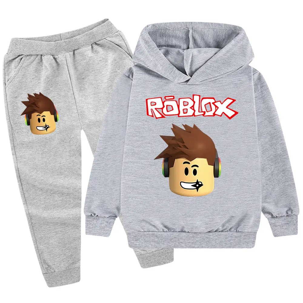 Roblox Kids Hoodie Pants Set Blue Black Cartoon Print — feature 27
