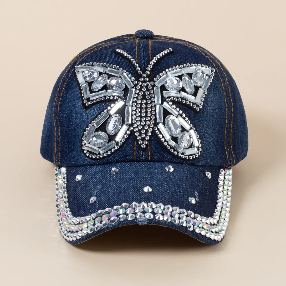 Female Butterfly Rhinestone Baseball Cap — feature 2