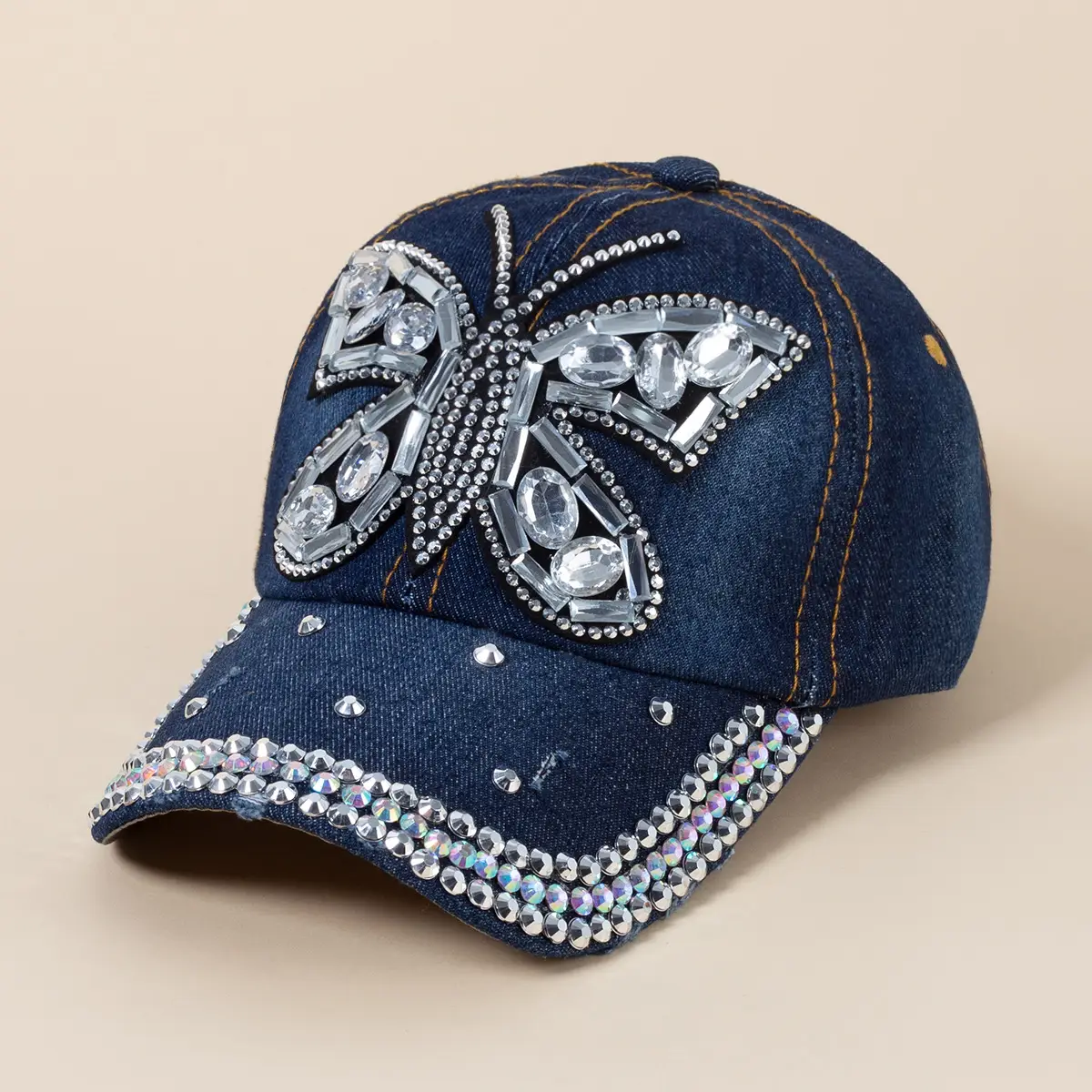 Female Butterfly Rhinestone Baseball Cap — feature 5