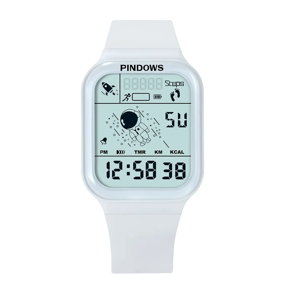 Pindows Digital Watch Pink Silicone 25 Years Warranty - Image 2