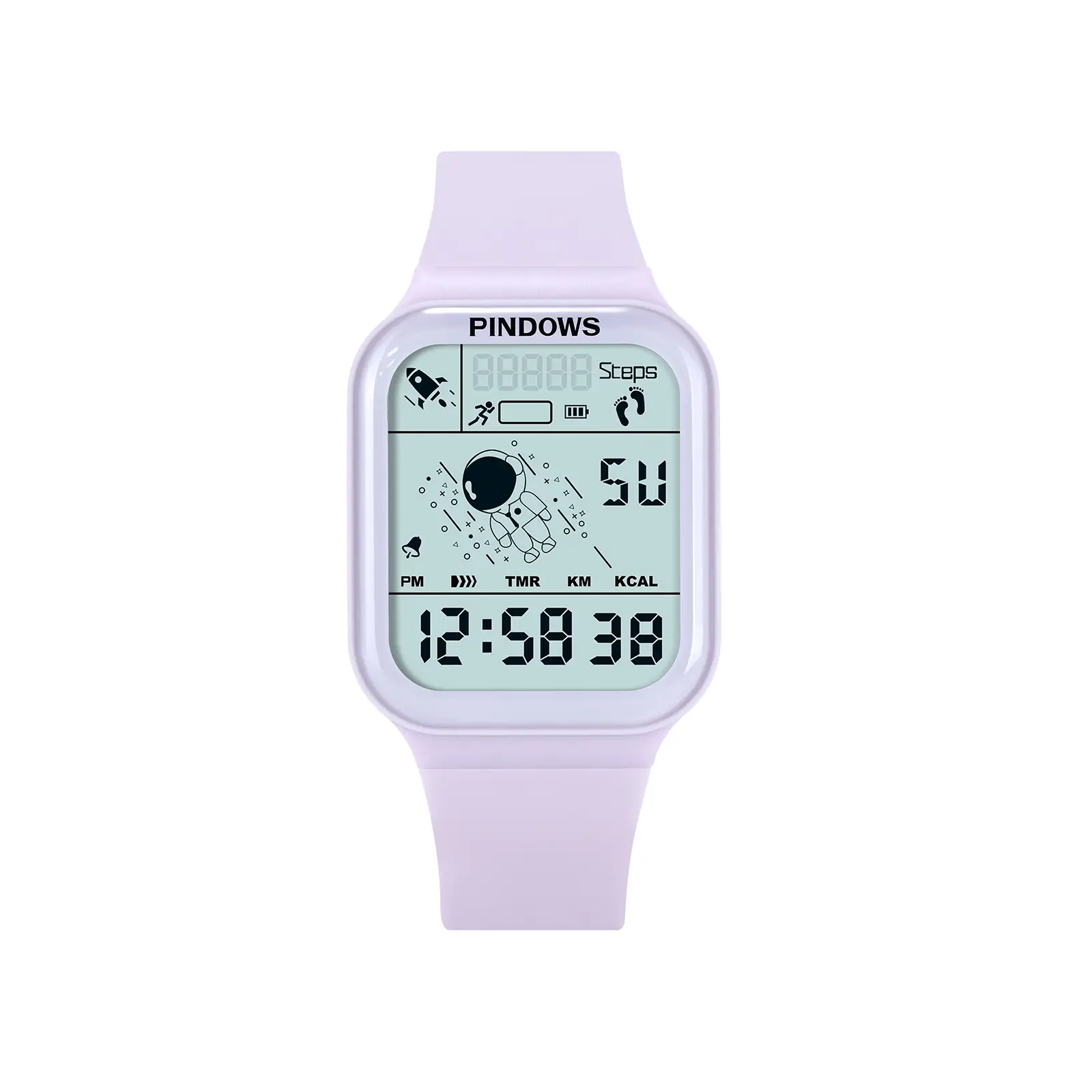 Pindows Digital Watch Pink Silicone 25 Years Warranty - Image 3