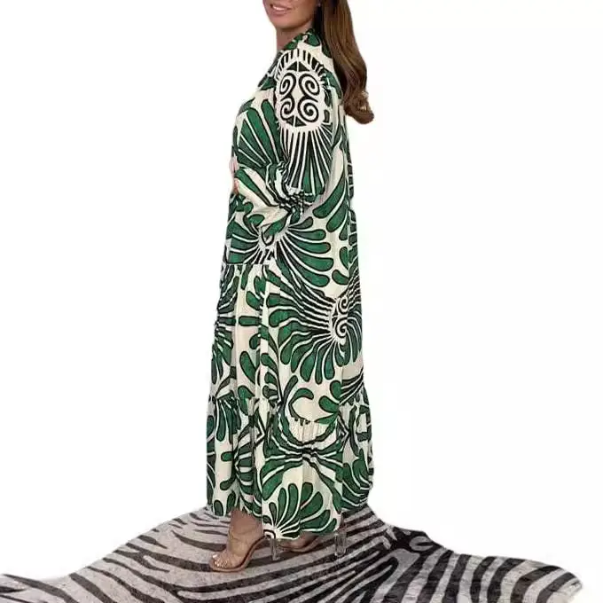 Women's Printed Loose Fit Dress Black White - Image 7