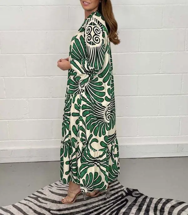 Women's Printed Loose Fit Dress Black White — feature 14