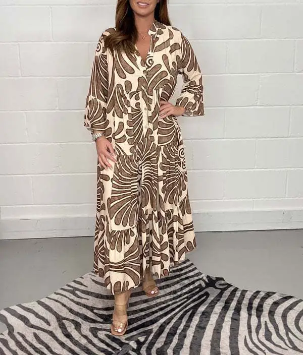 Women's Printed Loose Fit Dress Black White — feature 15