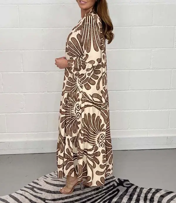 Women's Printed Loose Fit Dress Black White — feature 16