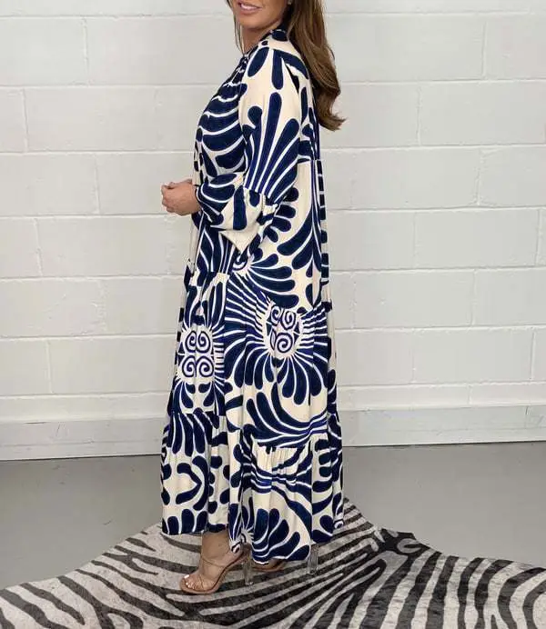 Women's Printed Loose Fit Dress Black White — feature 17