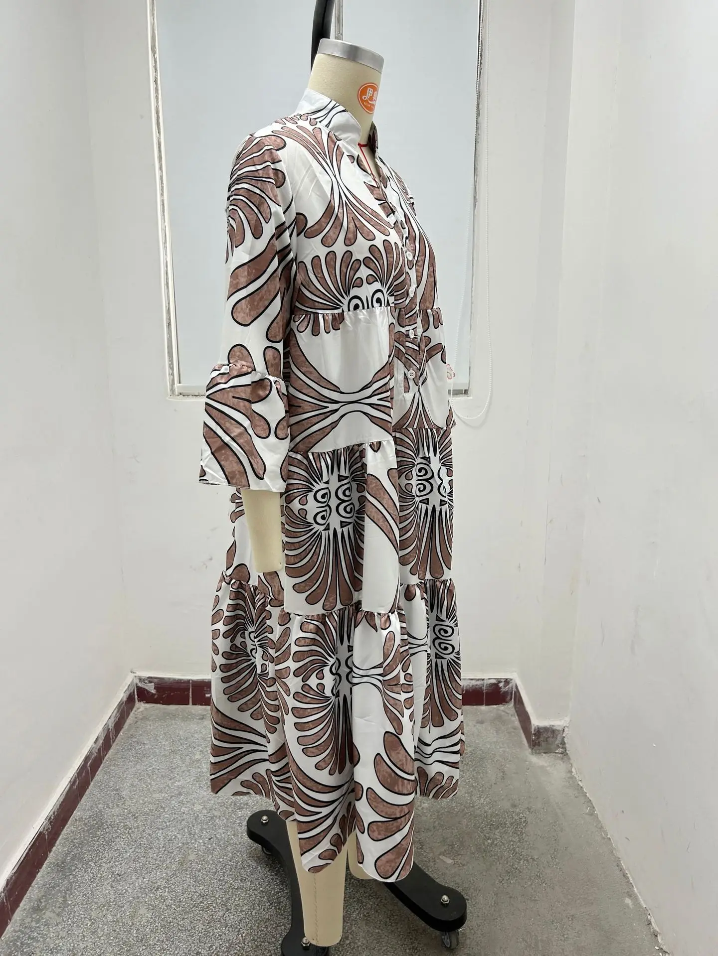 Women's Printed Loose Fit Dress Black White — feature 3