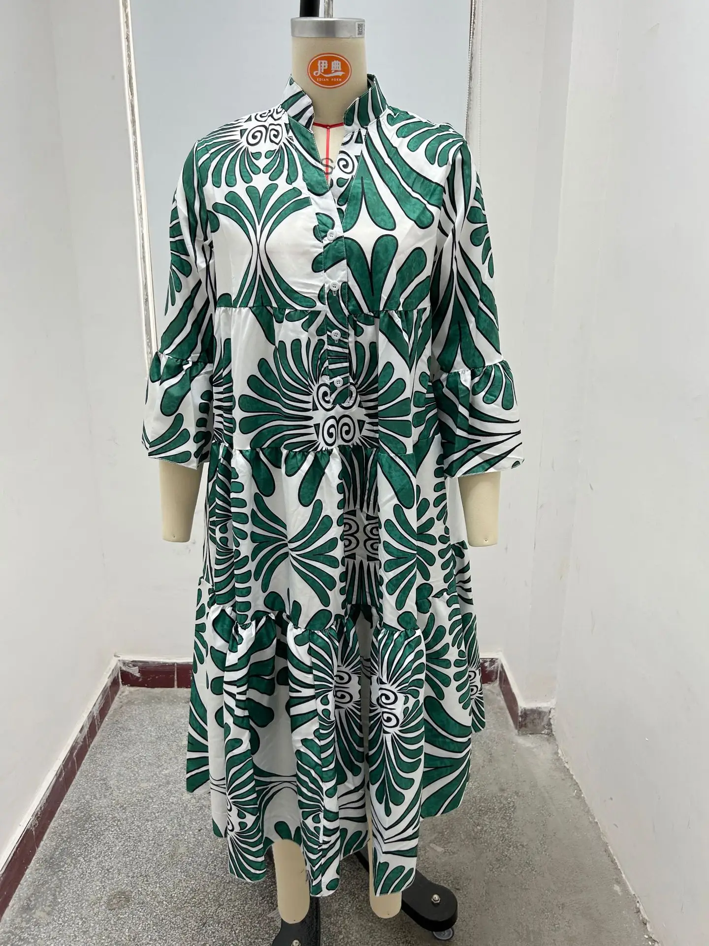 Women's Printed Loose Fit Dress Black White — feature 8
