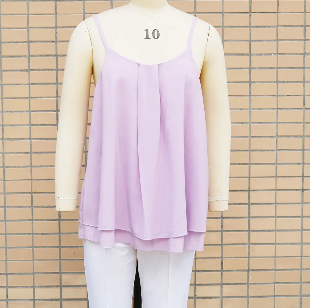 Light Blue Chiffon V-Neck Vest Top for Women — feature 10