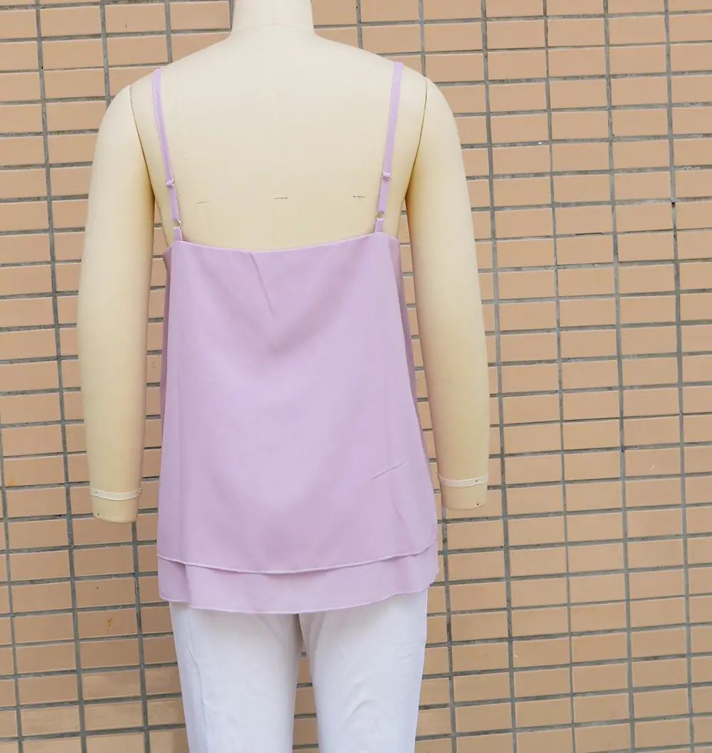 Light Blue Chiffon V-Neck Vest Top for Women — feature 12