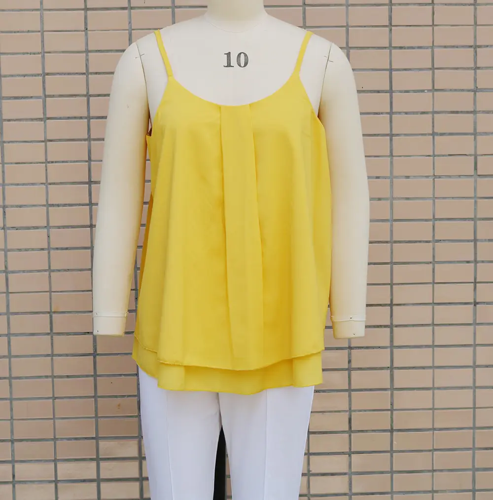 Light Blue Chiffon V-Neck Vest Top for Women — feature 16