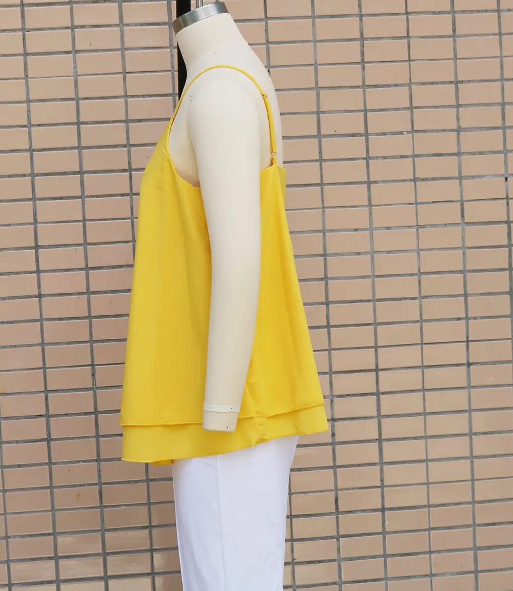 Light Blue Chiffon V-Neck Vest Top for Women — feature 17