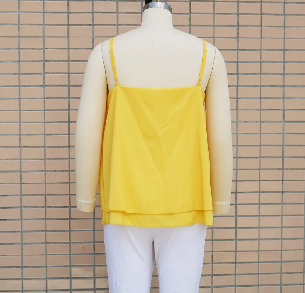 Light Blue Chiffon V-Neck Vest Top for Women — feature 18