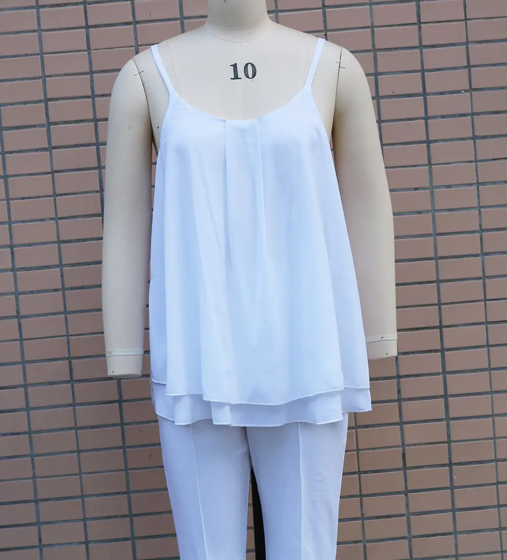 Light Blue Chiffon V-Neck Vest Top for Women — feature 2