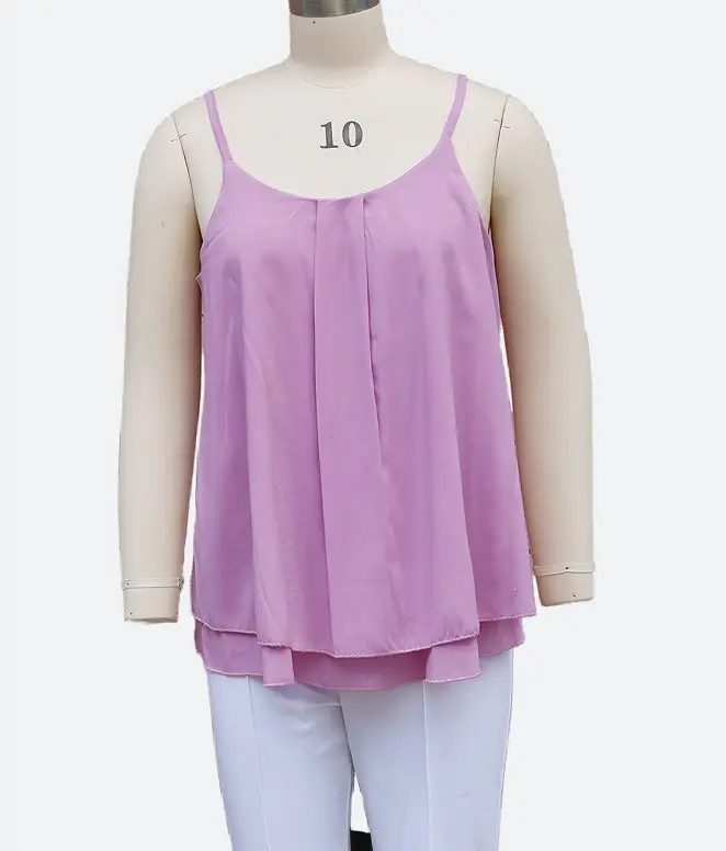Light Blue Chiffon V-Neck Vest Top for Women — feature 5
