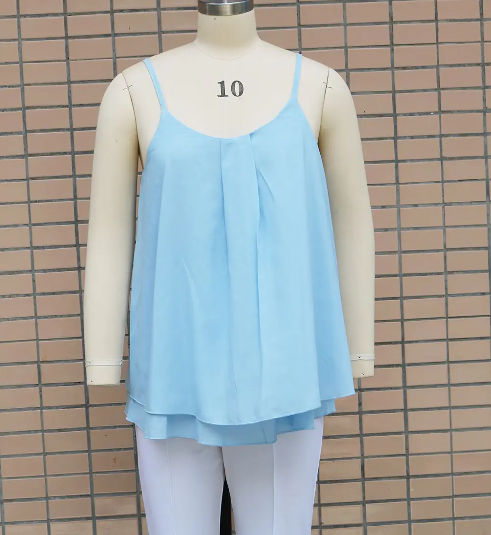 Light Blue Chiffon V-Neck Vest Top for Women — feature 7