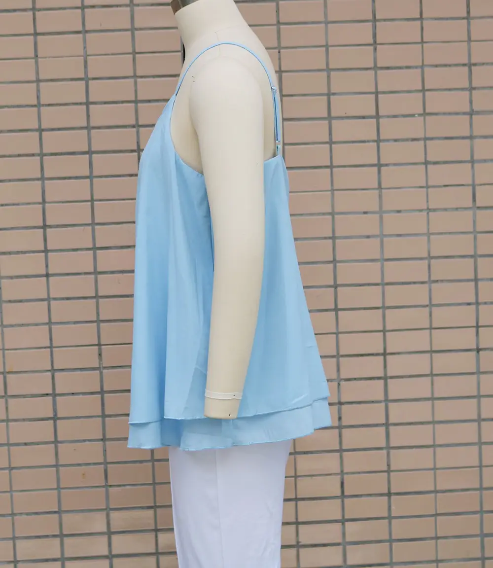Light Blue Chiffon V-Neck Vest Top for Women — feature 8