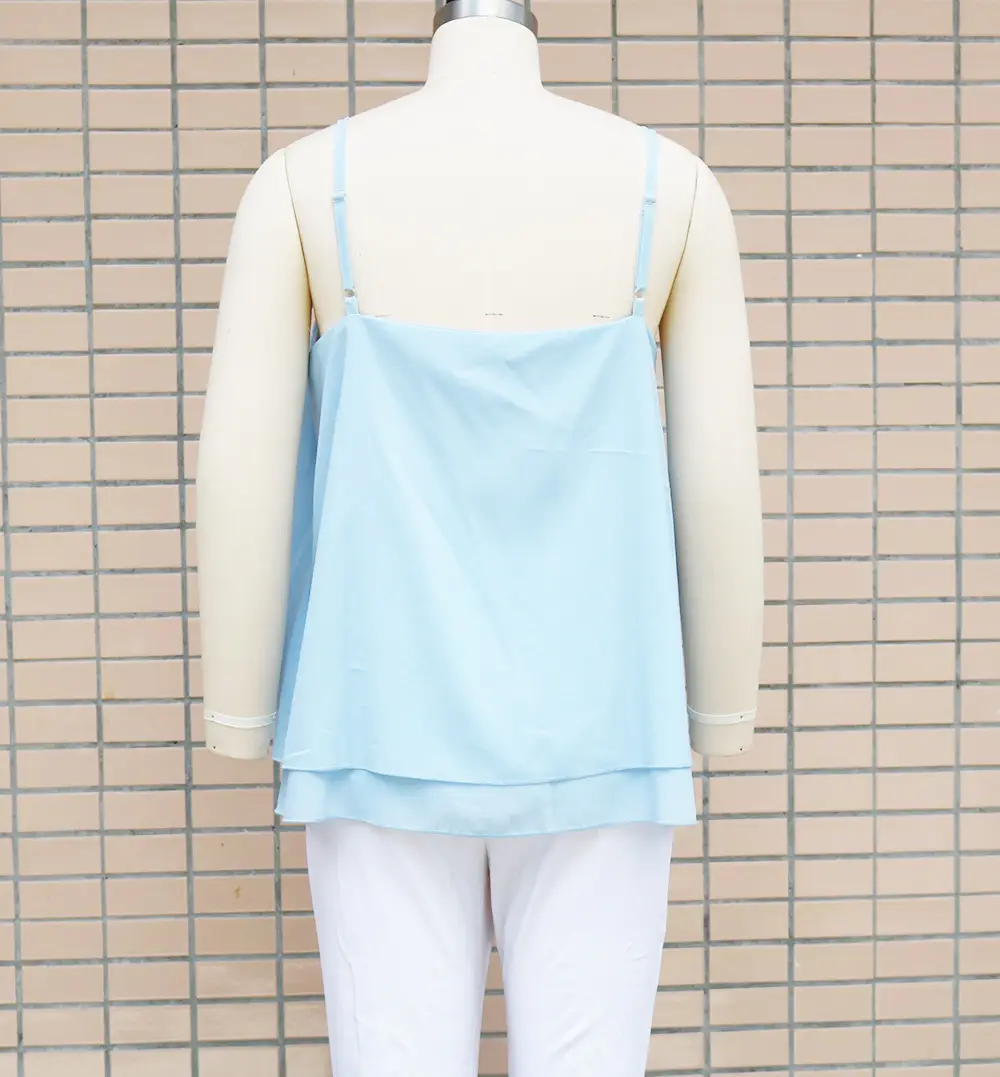 Light Blue Chiffon V-Neck Vest Top for Women — feature 9