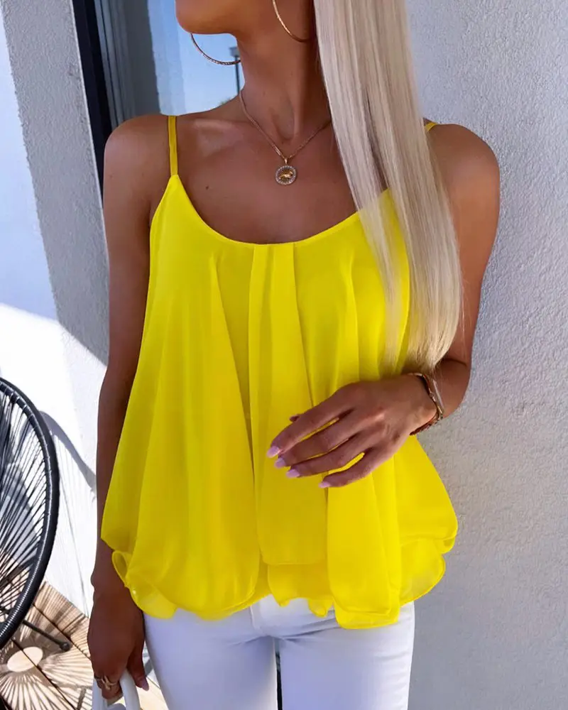 Light Blue Chiffon V-Neck Vest Top for Women - Image 2