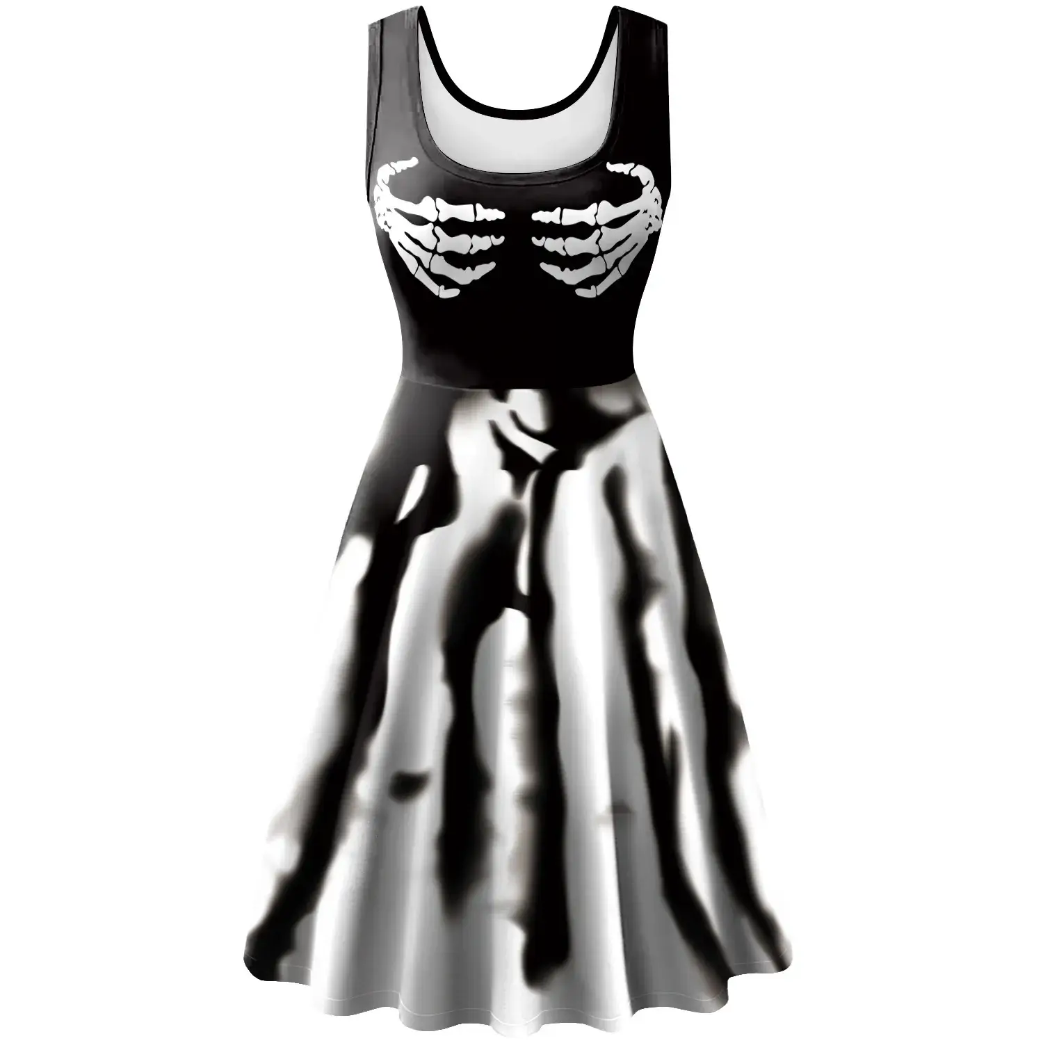 Women's 2024 Halloween Skirt Dress with Bat & Castle Print - Image 2