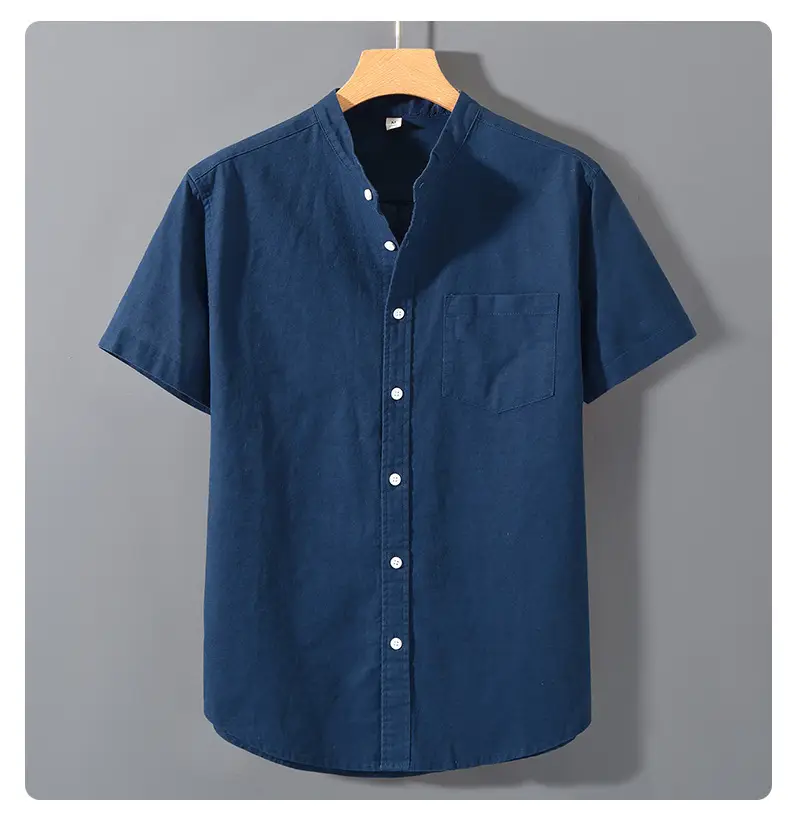 Men Linen Short Sleeve Shirt Loose Fit Cream — feature 15