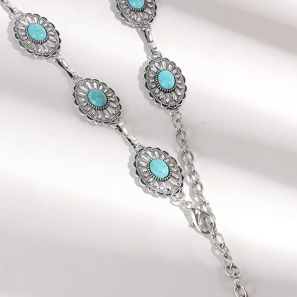 Pearl Waist Chain with Black & White Rose Flower β feature 18