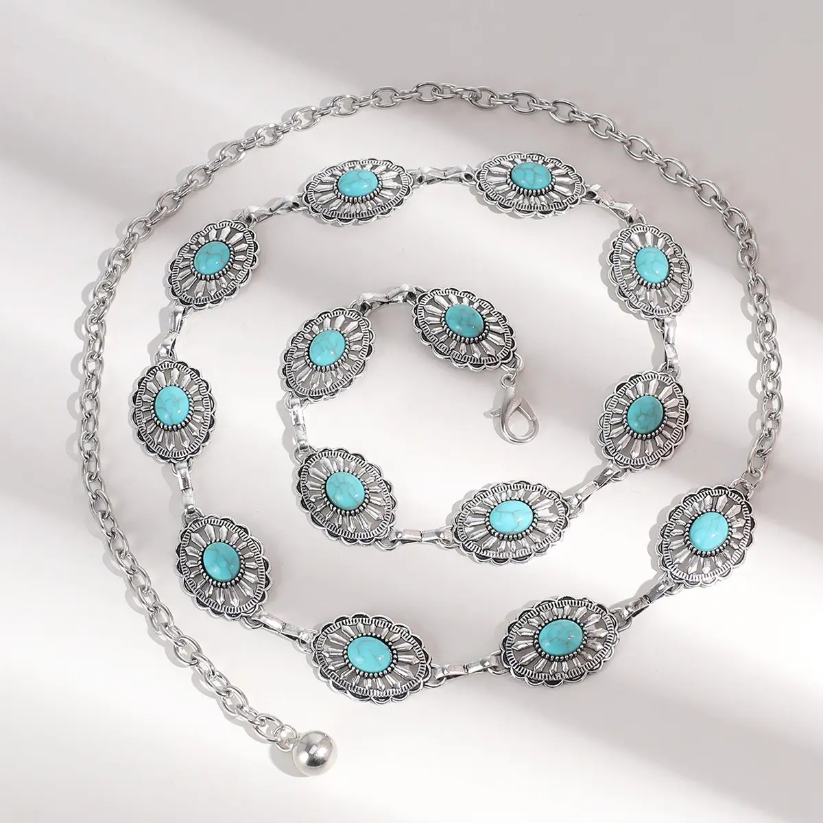 Pearl Waist Chain with Black & White Rose Flower β feature 20