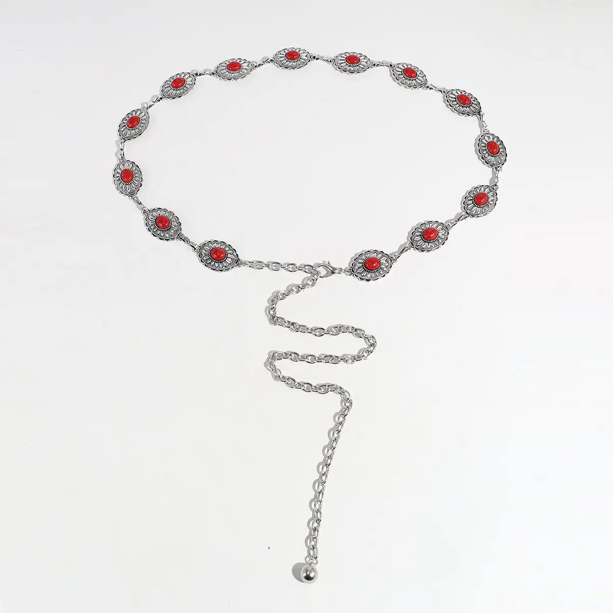 Pearl Waist Chain with Black & White Rose Flower β feature 22