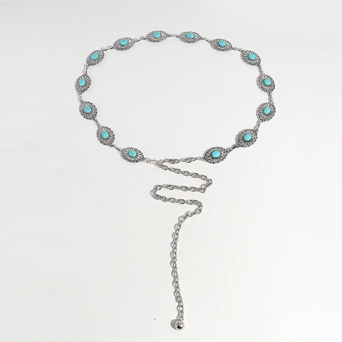 Pearl Waist Chain with Black & White Rose Flower β feature 23