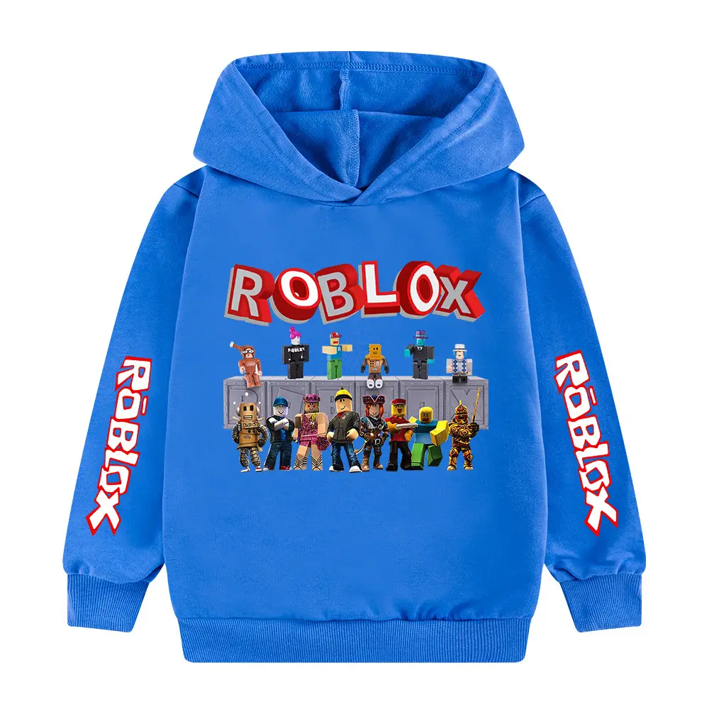 Blue Roblox Printed Hoodie for Boys 3D Game Design