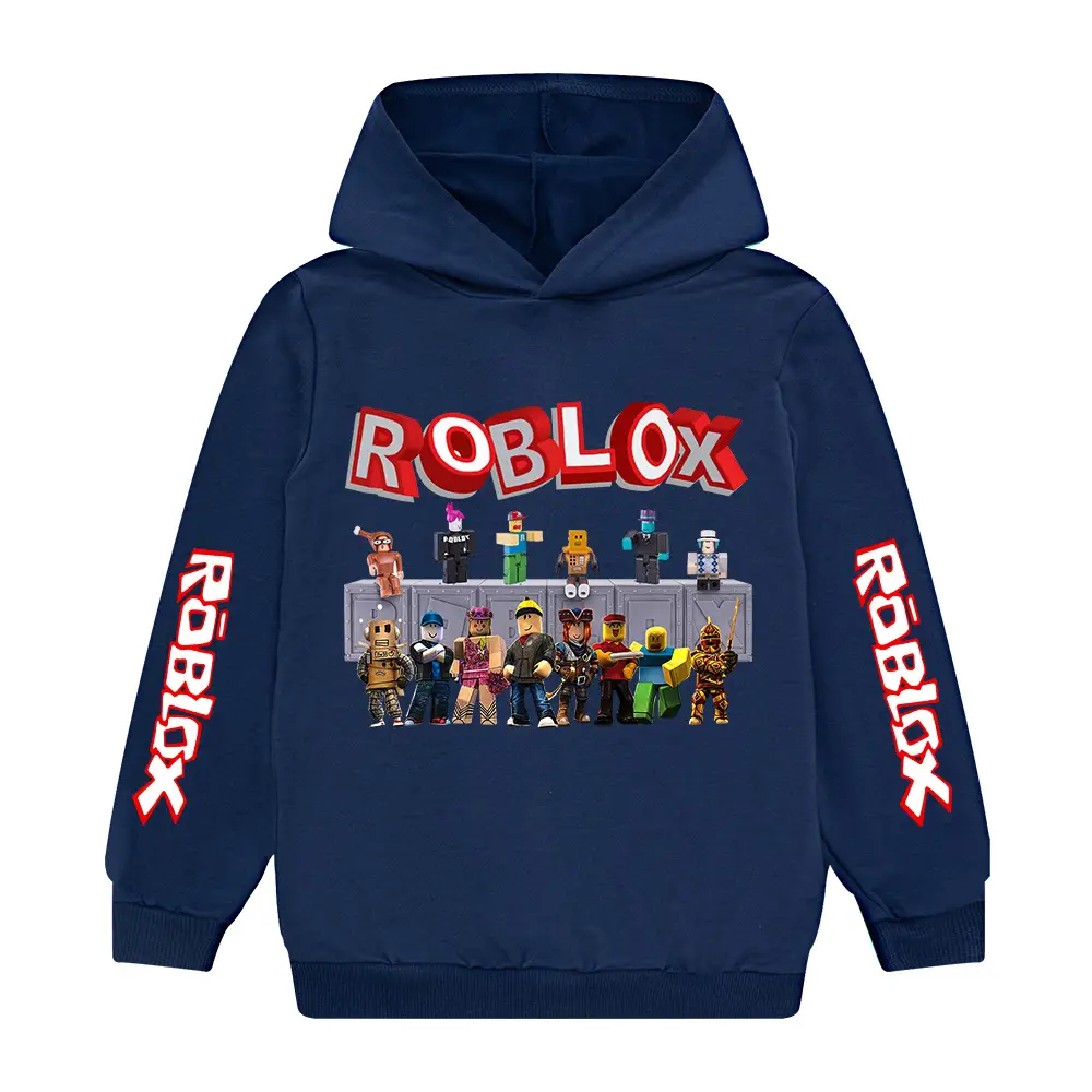 Blue Roblox Printed Hoodie for Boys 3D Game Design