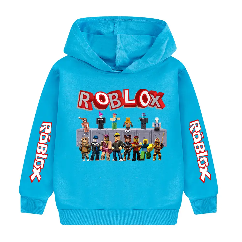 Blue Roblox Printed Hoodie for Boys 3D Game Design