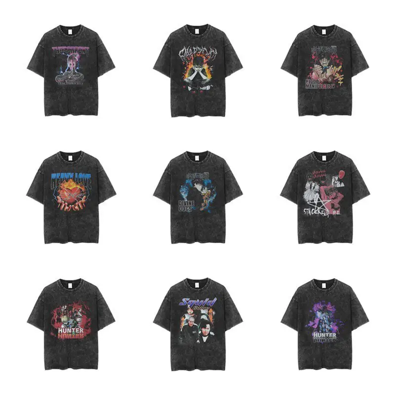 European American Retro Hip Hop Rock Tee Black - Image 44