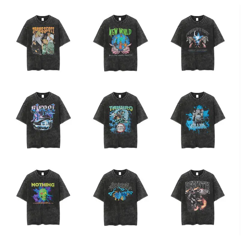 European American Retro Hip Hop Rock Tee Black - Image 45