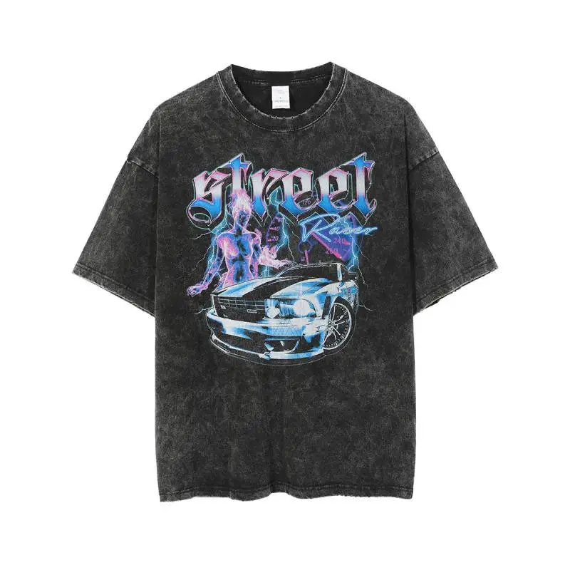 European American Retro Hip Hop Rock Tee Black - Image 46