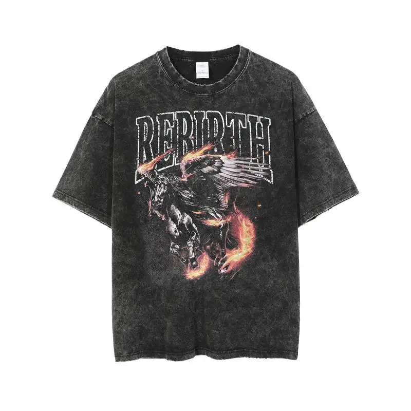 European American Retro Hip Hop Rock Tee Black - Image 6