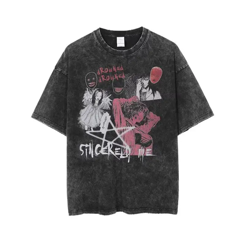European American Retro Hip Hop Rock Tee Black - Image 8